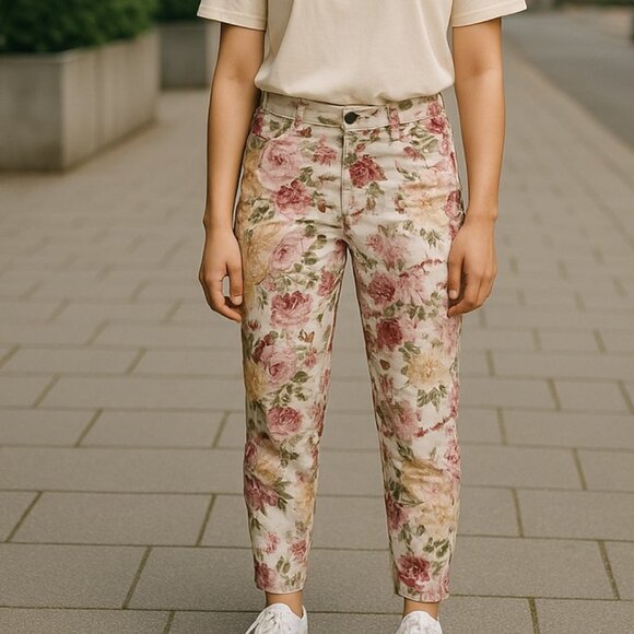 LOVE CULTURE | Pink & Red Flower Jeans - Picture 1 of 9